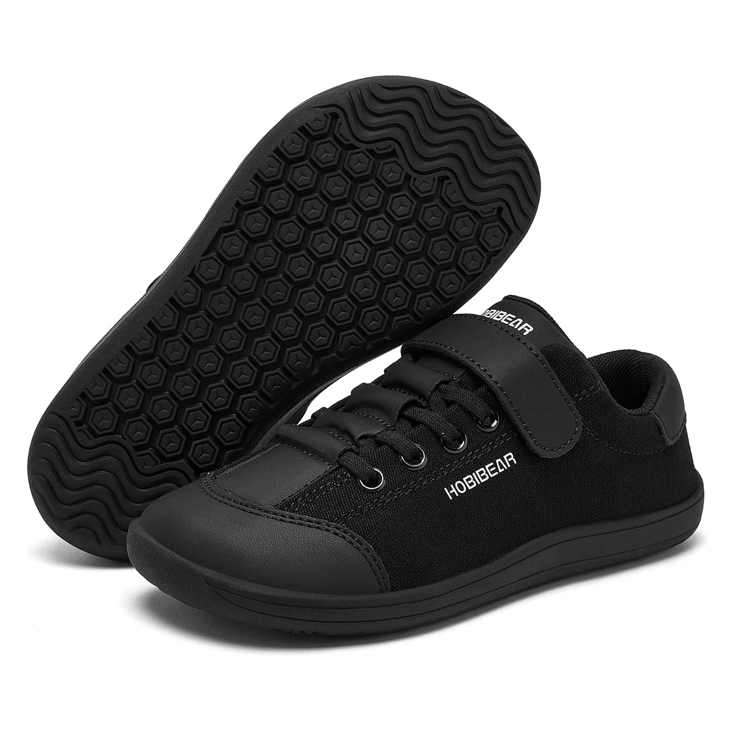 HOBIBEAR Boys Girls Barefoot Shoes Kids Wide Toe Minimalist Sneakers Lightweight Hook Loop Artificial Leather Fabric Shoes GlowCart