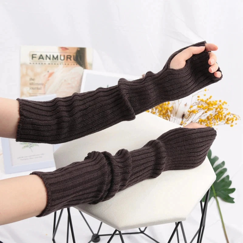 Women Long Fingerless Gloves Soft Female Glove Lolita Kawaii GlowCart