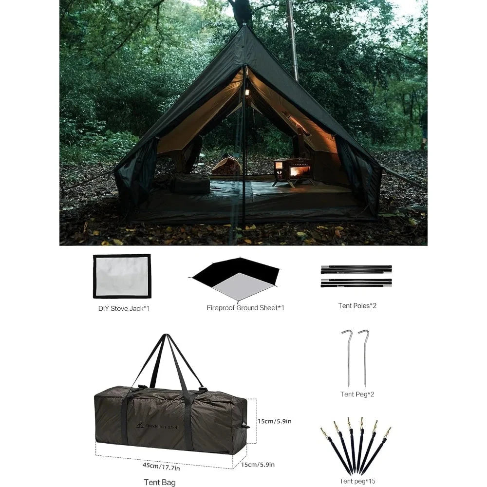 Hot Tent with Stove Jack – 4 Season Waterproof & Windproof GlowCart