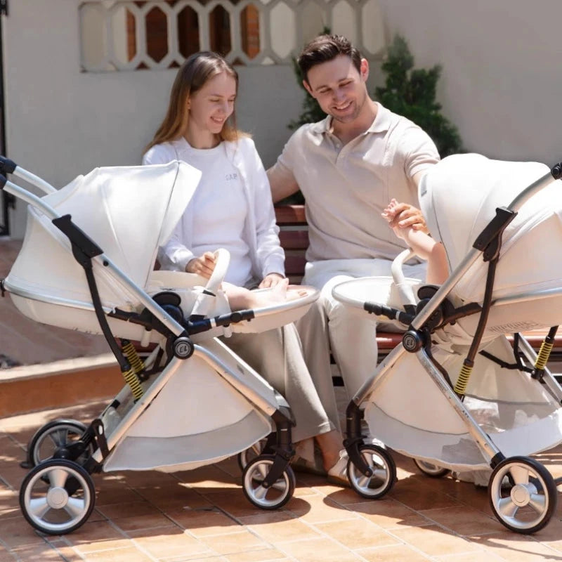 2025 New High-View Twin Stroller Lightweight Folding Stroller for Twins with Two Children, Can Sit or Lie Down GlowCart