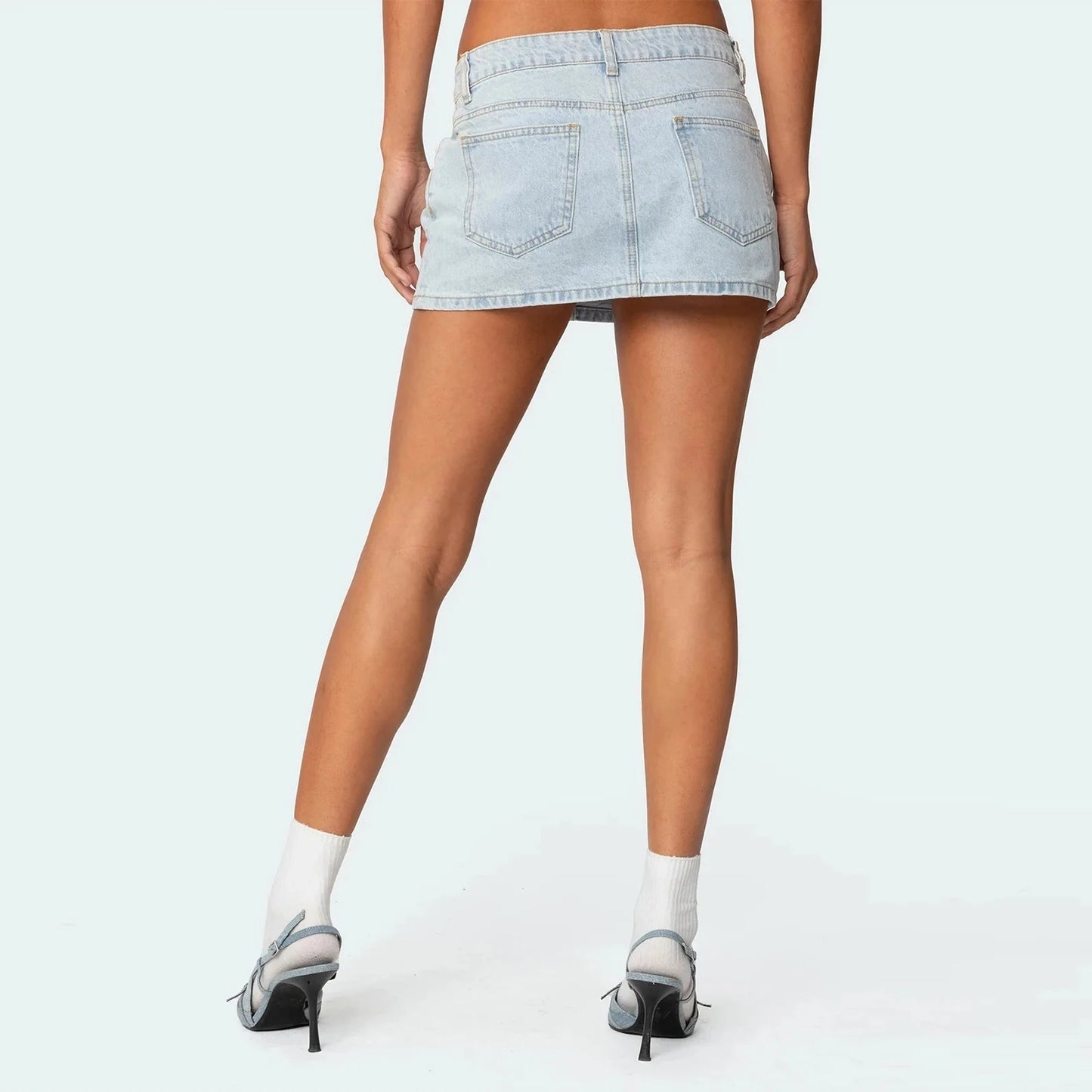 Womens Denim Mini Skirt Y2k Vintage Low Rise Jean Skirt Sexy GlowCart