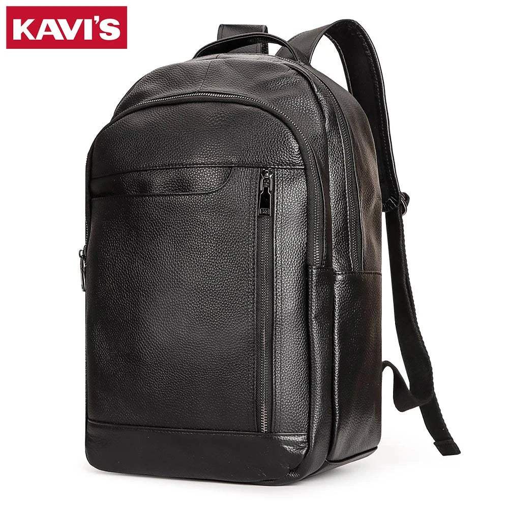 KAVIS Genuine Leather Fashion Backpack Laptop Men Luxurious GlowCart