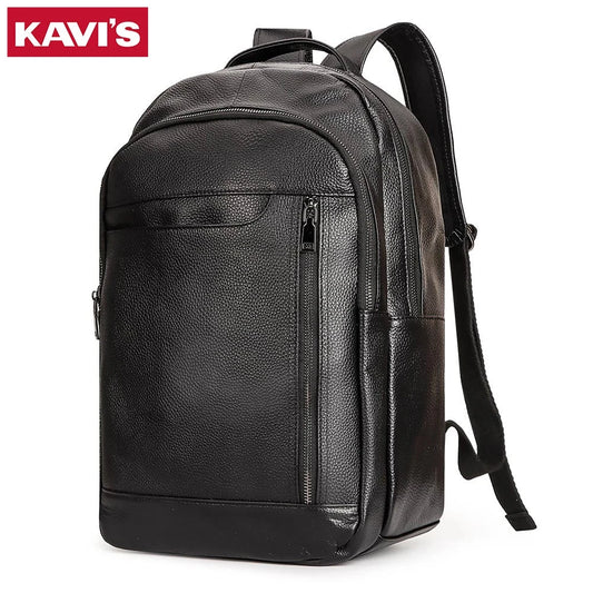 KAVIS Genuine Leather Fashion Backpack Laptop Men Luxurious GlowCart