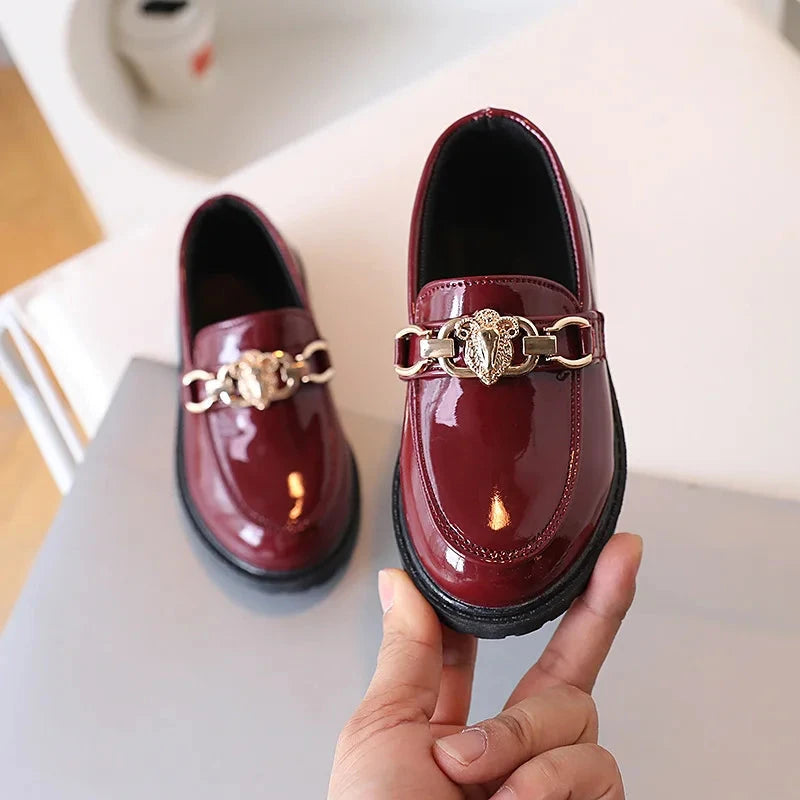 Children's Shoes Girls Autumn Princess Fashion Leather Shoes Kids Soft Sole British Style Black Student Performance Shoes GlowCart