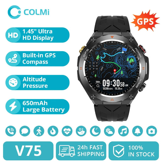 2024 COLMI V75 GPS Smart Watch 1.45" Ultra HD Display GlowCart