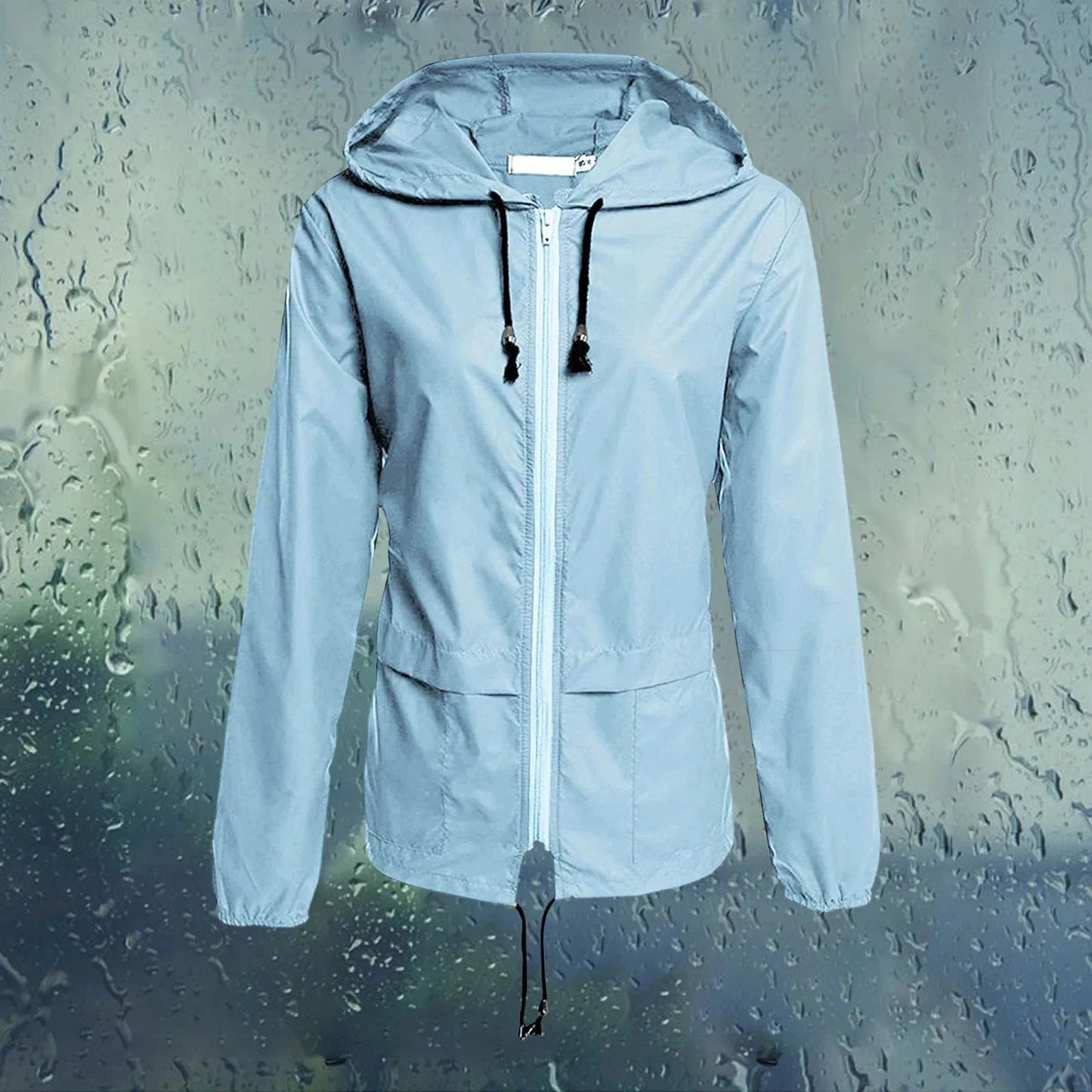Women Packable Rain Jacket Outdoor Hooded Windbreaker with GlowCart