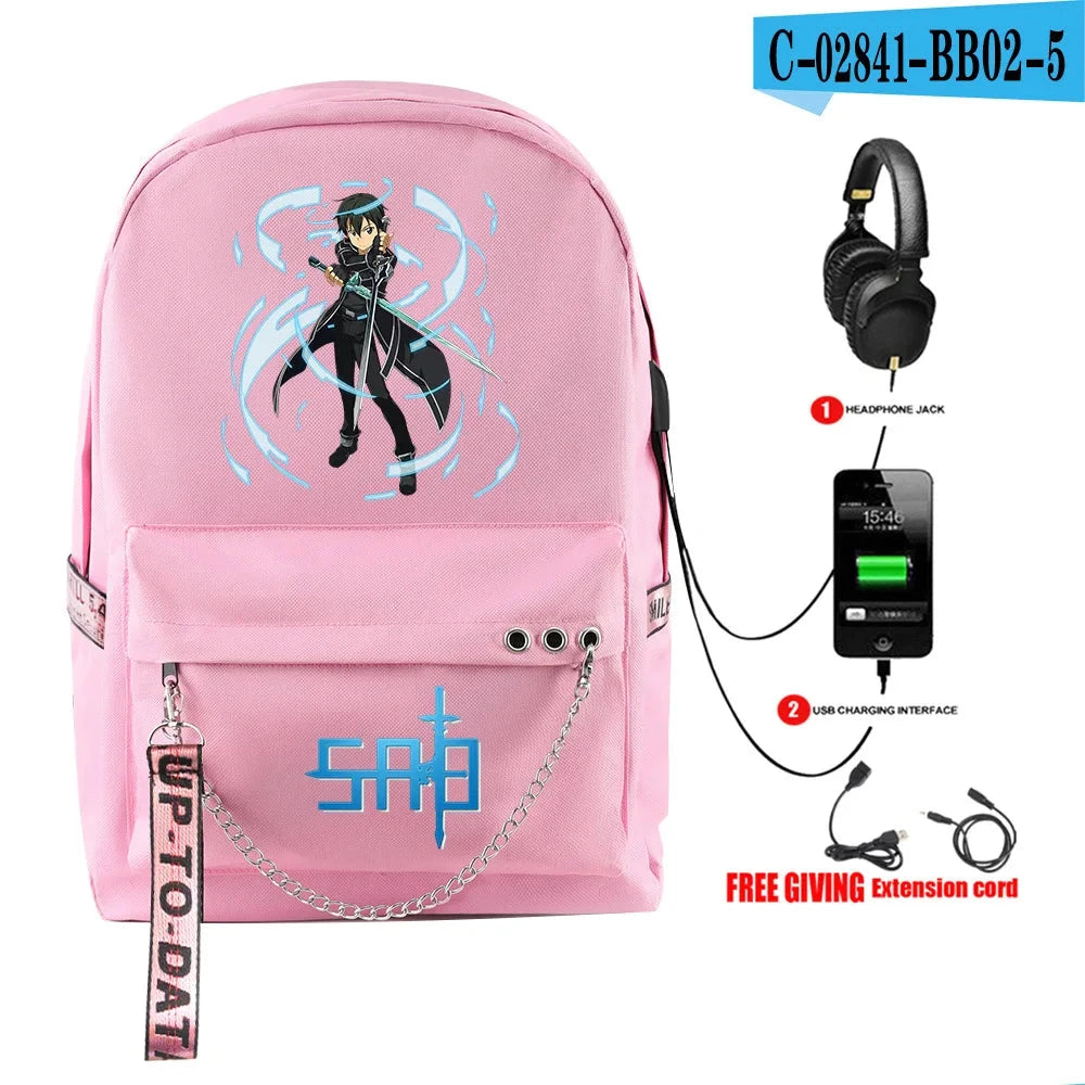 Hip Hop Youthful School Bags Unisex Sword Art Online Travel GlowCart