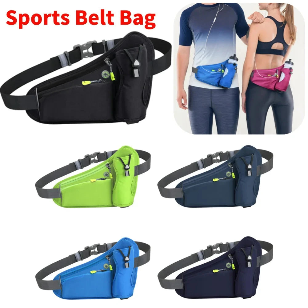 Sport Waist Pack Large Capacity Hydration Belt Pack Multifunction Water Bottle Holder Bag Waterproof for Running Cycling GlowCart