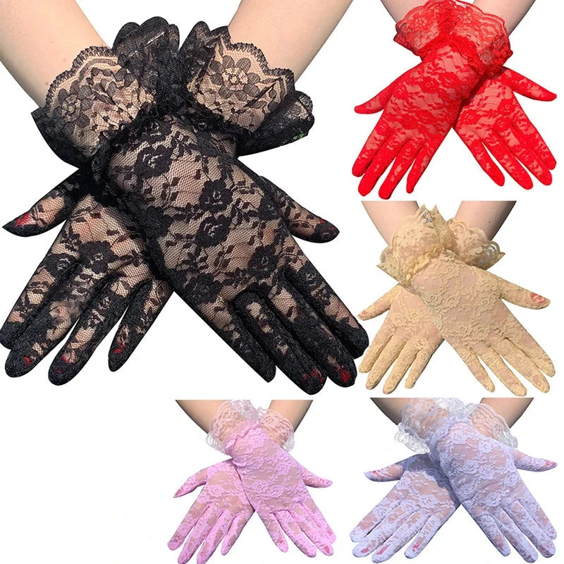 Sexy Lace Gloves Classic Black White Red Grey Skin GlowCart