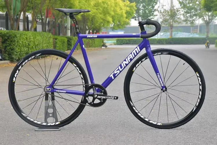 Tsunami SNM100 Fixie Fixed Gear Bike Track Single Speed Racing Bicycles 700C Aluminum Frame Cycling Parts Customizable No Brake GlowCart