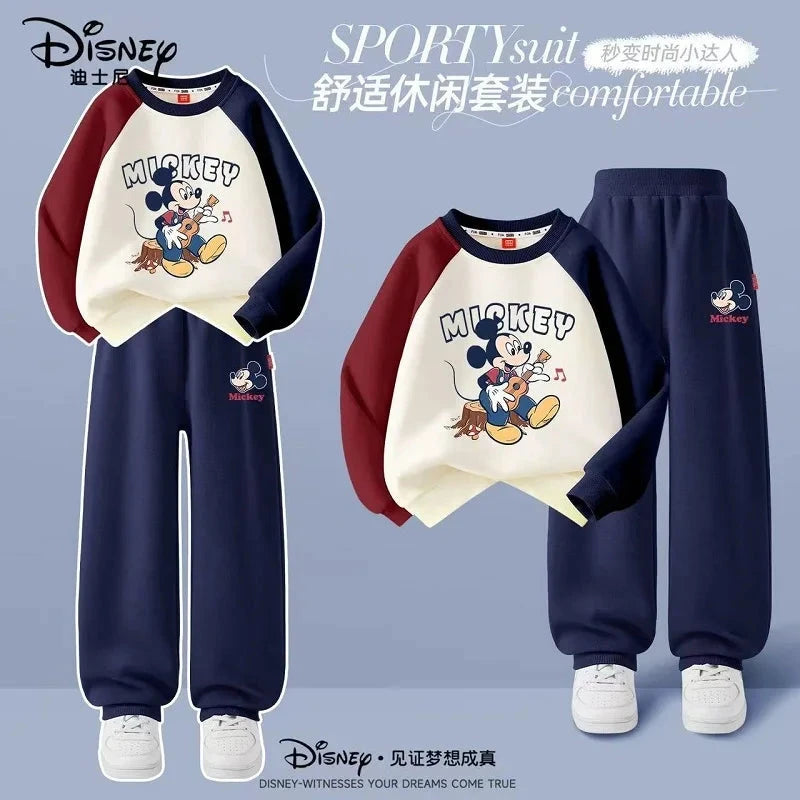 Autumn Baby Girls Boys Clothes Set Children Disney Mickey Printing Sweatshirt Top and Pants Bottom 2Pieces Suit Cotton Tracksuit GlowCart