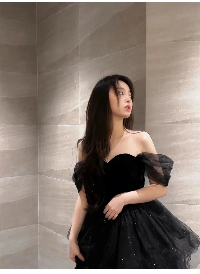 Black New Light Luxury Minority Petti skirt Host Female Art GlowCart