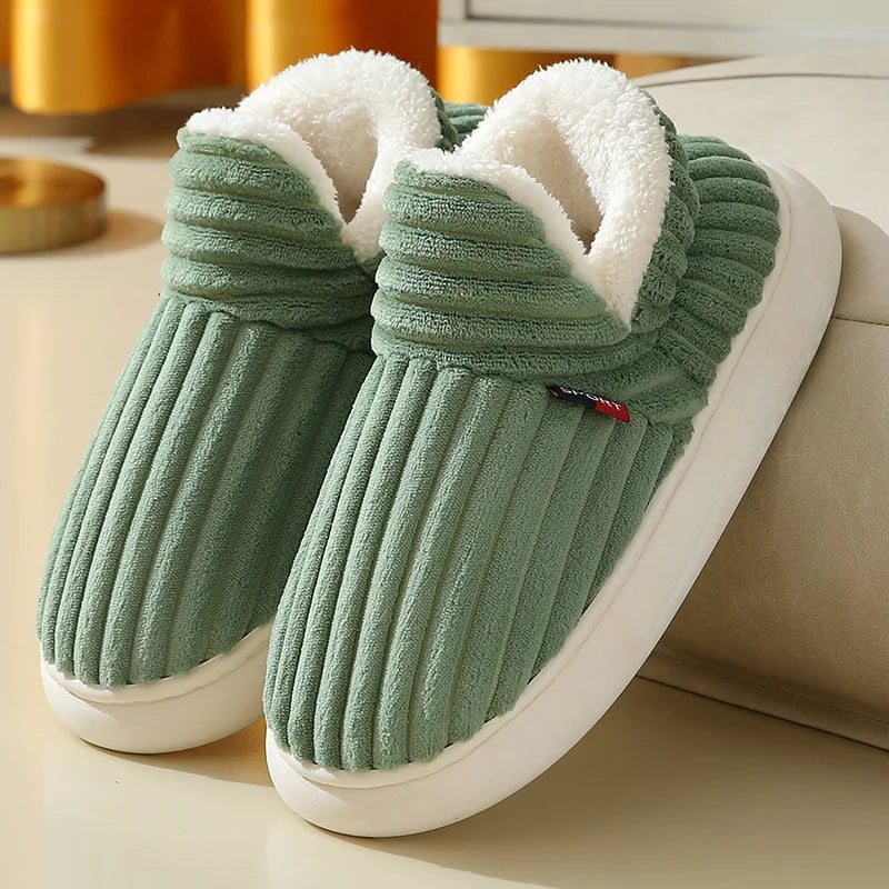 Smile PoP Winter Plush Men Cotton Shoes Warm Plush Men House Slippers Outdoor Soft Non Slip Women's Shoes Casual Furry Men Shoes GlowCart