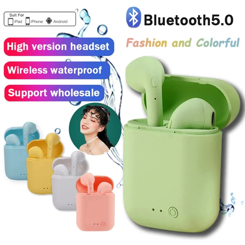 I12 Macaron Bluetooth Headset Matte Sports Binaural Wireless GlowCart