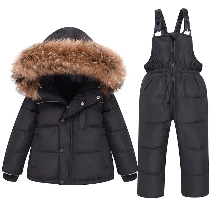 2025 Winter Baby Girl Down Jacket Thick Warm Children Girl Overalls Hooded Girl Jacket Coat Jumpsuit Suit 1-5 Years Kid Snowsuit GlowCart