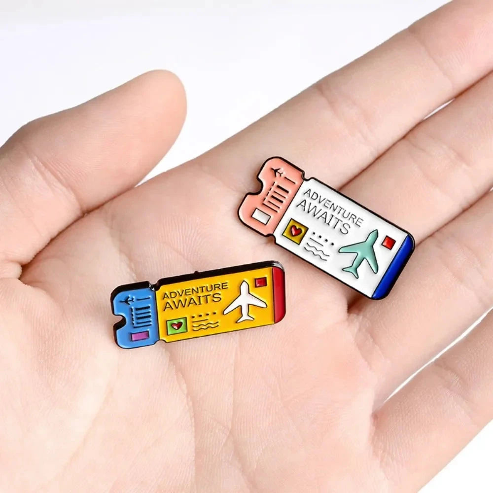 Creative Metal Badge Brooch Fashion All Match Flight Ticket GlowCart
