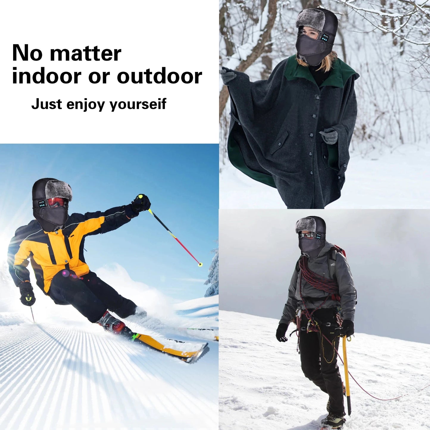 Winter Trapper Hat for Men Women Warm with Bluetooth GlowCart