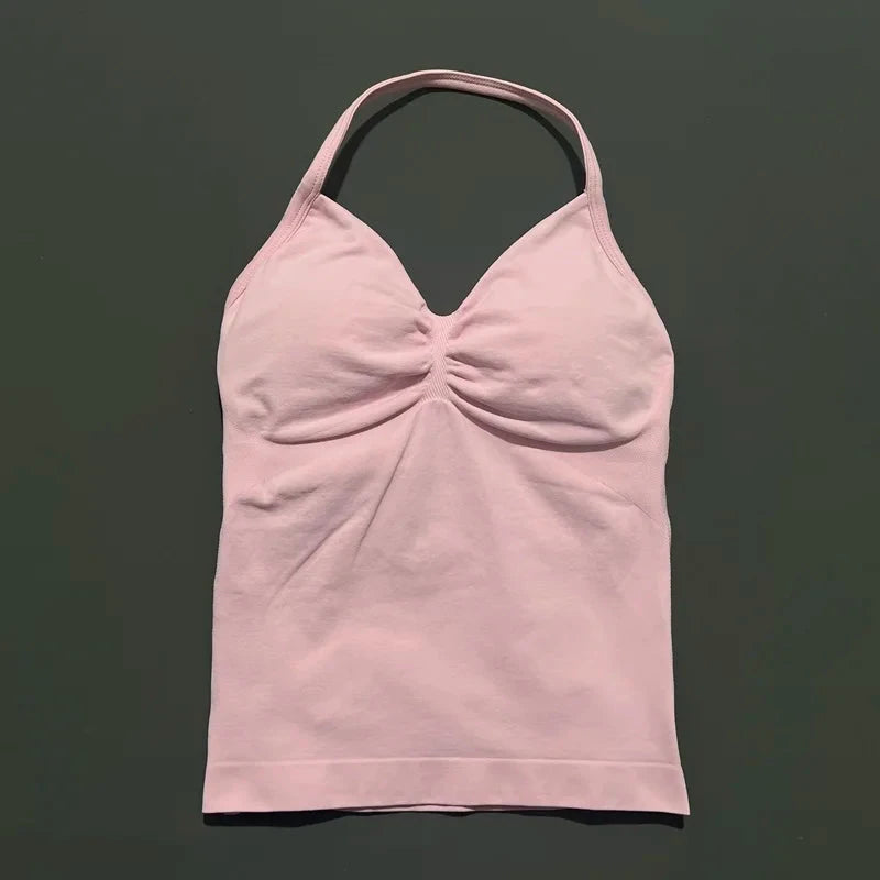 HISTELLO Impact Longline Strappy Top Sports Yoga Vest Women Fitness Tank Top Gym Beautiful Open Back Bra Running Workout Halter GlowCart