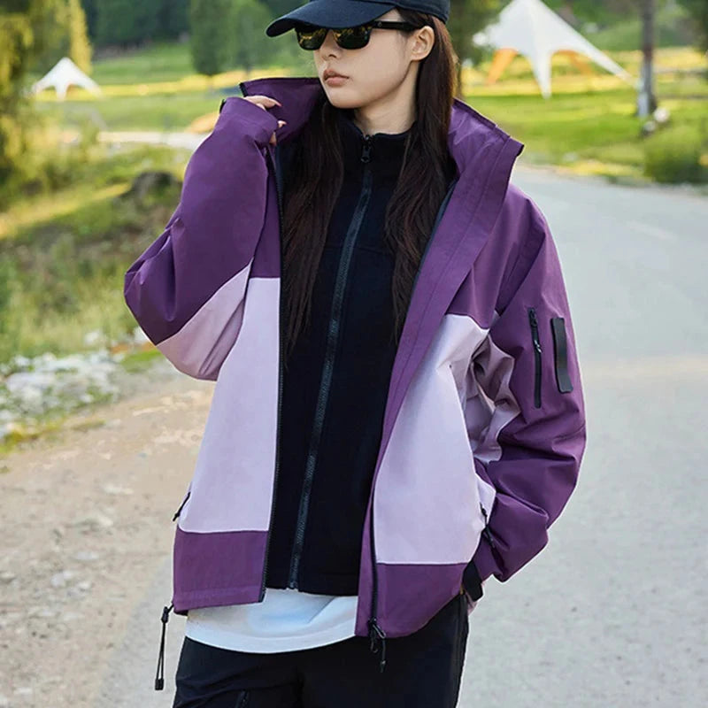 Loose Hooded Women's Windbreaker Jacket Fashion Mix Color GlowCart