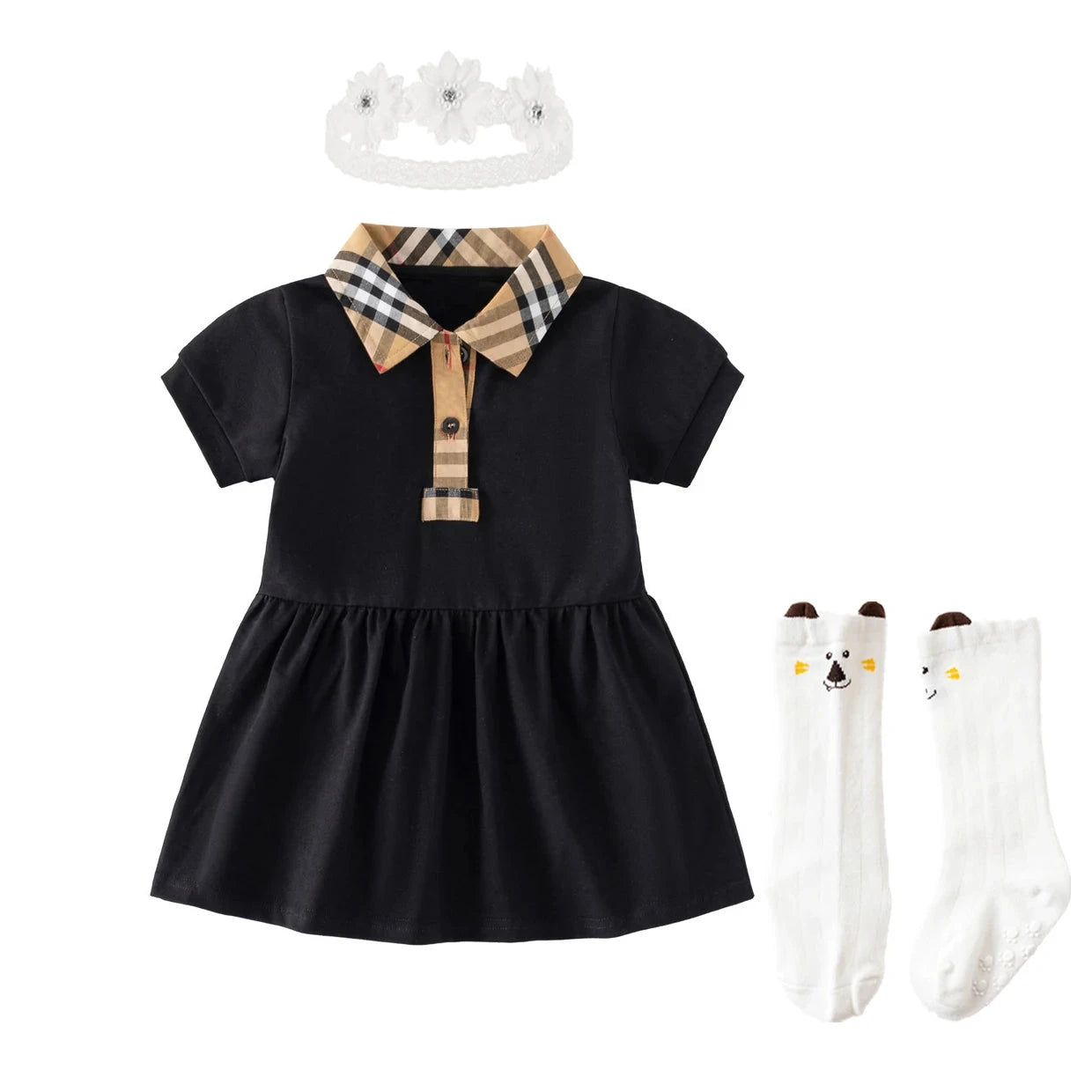 Baby Girl Princess Dress Cotton Baby Girl Dress Plaid GlowCart