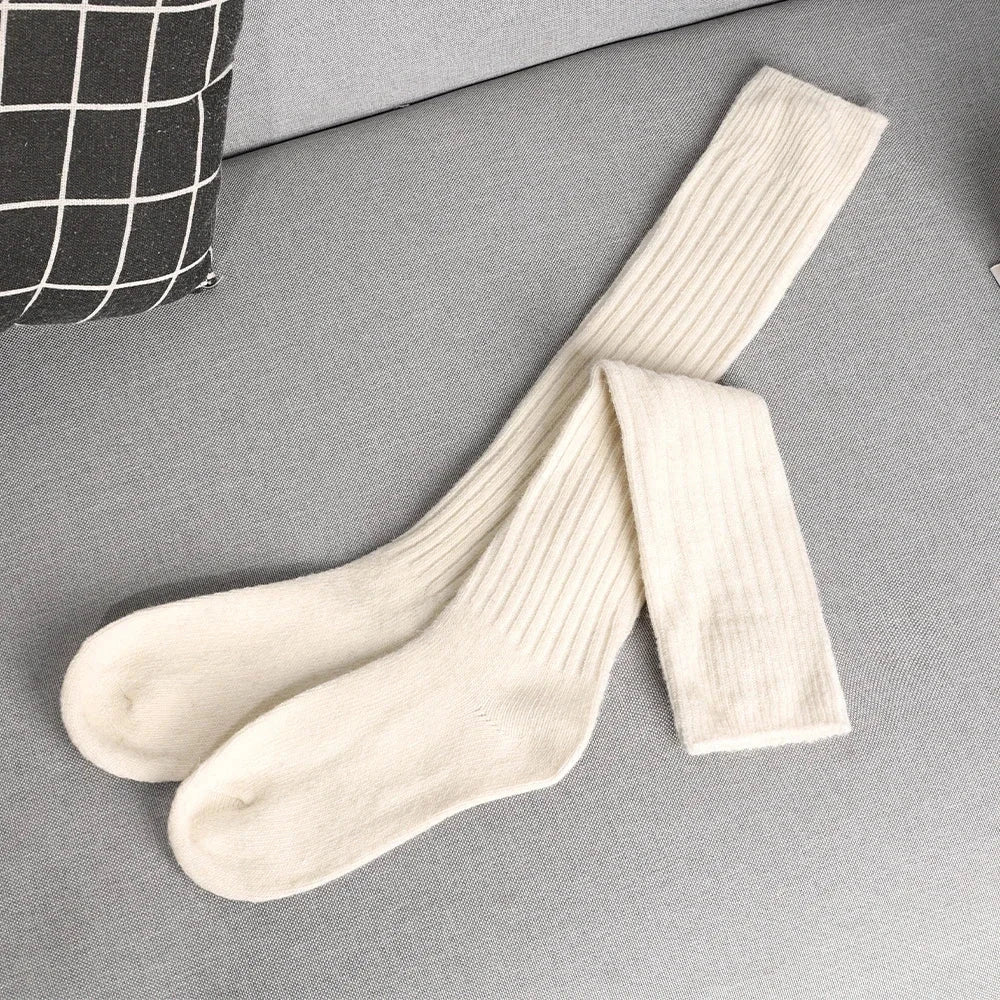 Women Long Socks Cashmere Women Boot Solid Wool Thigh GlowCart