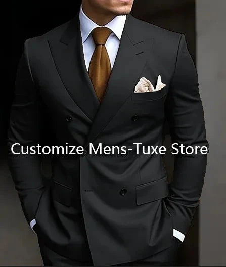 High Quality Brown Men's Suits Double Breasted Bespoke GlowCart