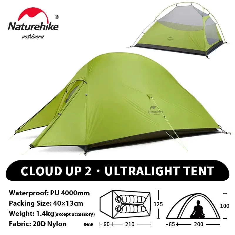 Naturehike Cloud Up 2 People Tent Ultralight 20D Camping GlowCart