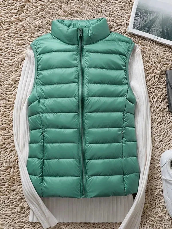 0-10℃ Women Puffer Vest Coat Autumn Winter Sleeveless Duck GlowCart