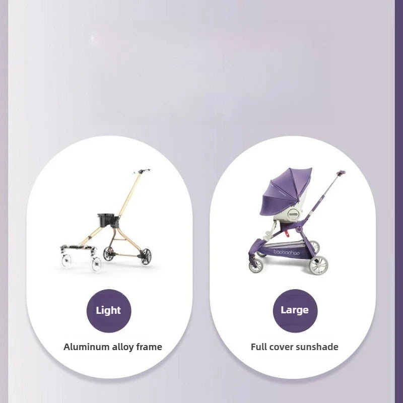 2025 New Baby Stroller A High-view, Lightweight Stroller That Can Be Sat on, Reclined, Pushed in Both Directions, and Folded. GlowCart