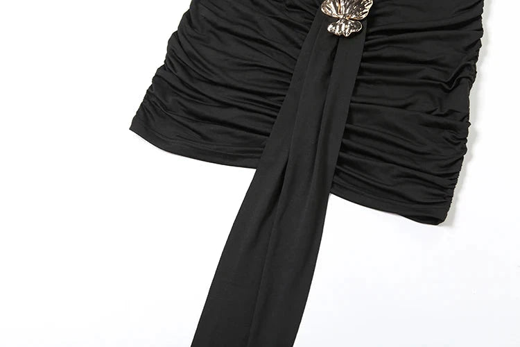 Weird Puss Metal Ribbon Dress Women Y2K Elegant Summer GlowCart