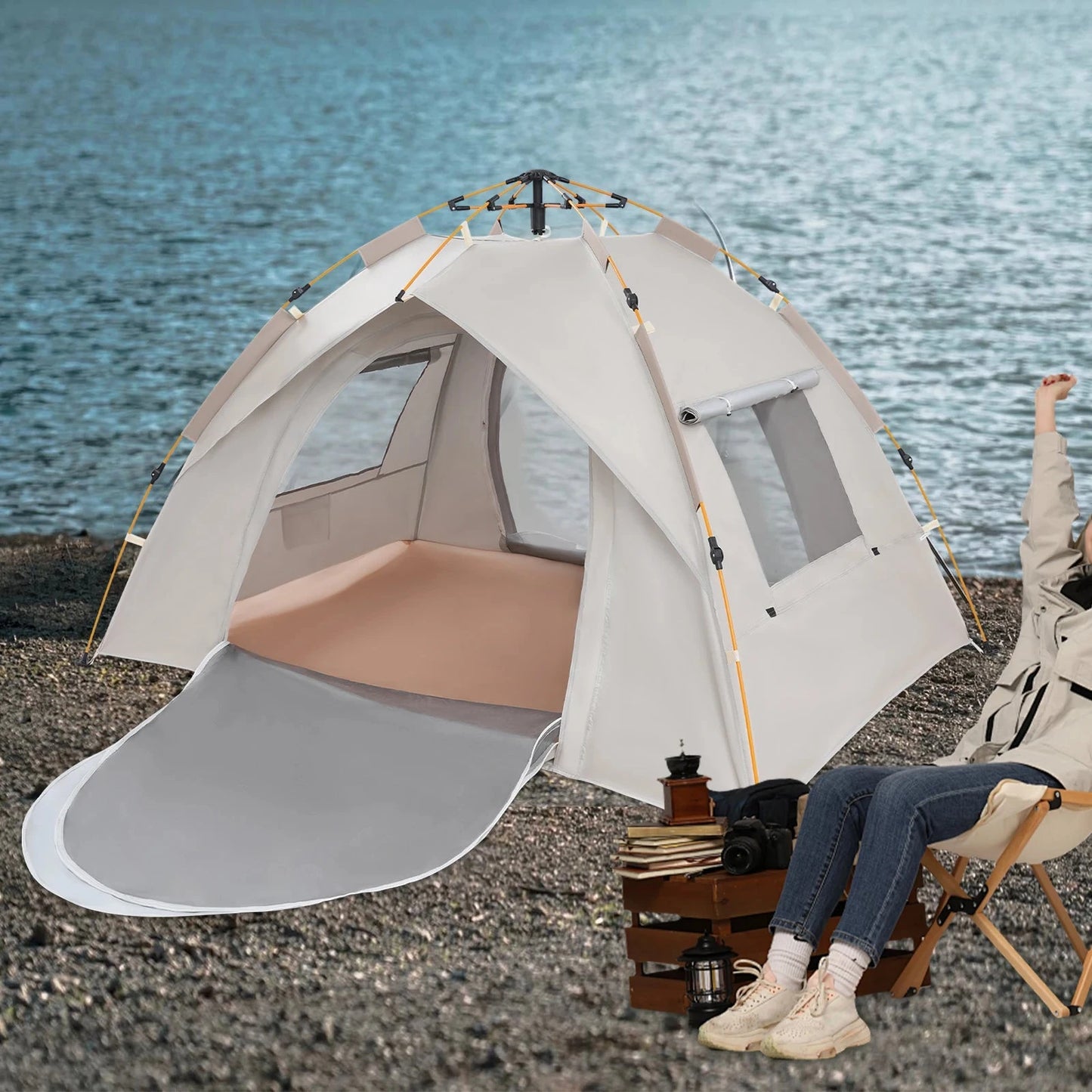 2-3 Person Outdoor Folding Tent Quick Automati Opening GlowCart