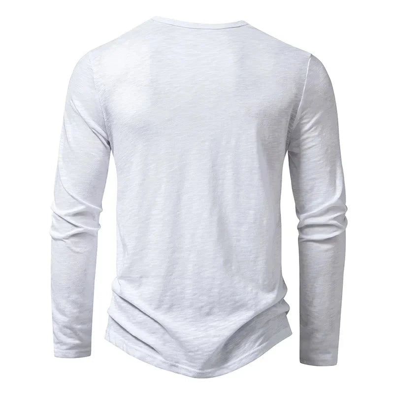 Autumn New Men's Cotton Button Long Sleeve  Henley Neck GlowCart