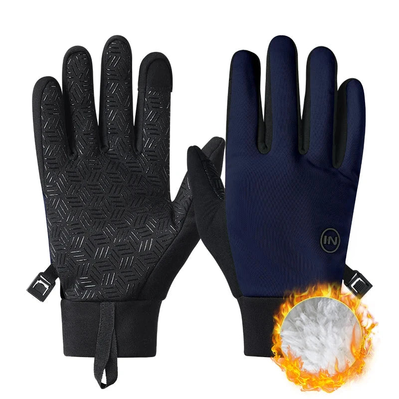 INBIKE Windproof Fleece Men's Cycling Gloves Warm Full Finger Touch Screen Shock Absorbing Anti-Slip Long Finger Road Bike GlowCart