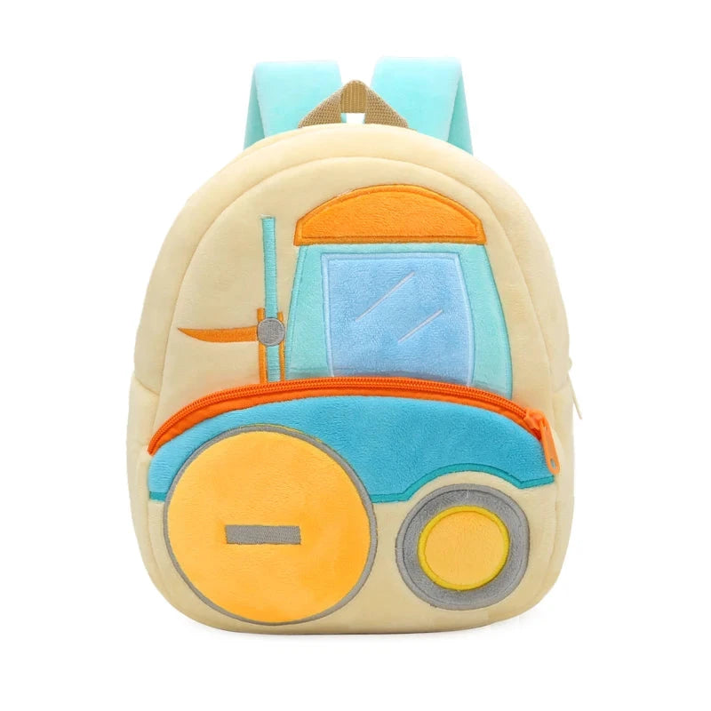 2-4 years old kids engineering backpack cartoon excavator backpack plush kids small school bag toy backpack GlowCart