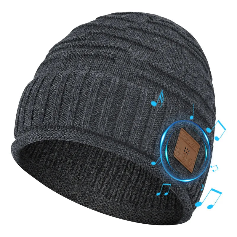 Winter Bluetooth Headphone Outdoor Warm Music Knitting Cap Rechargeable Wireless Stereo Earphone Beanie Hat with MIC for Gift GlowCart