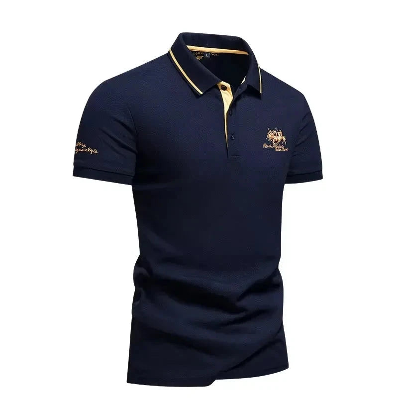 summer Men's Short Sleeve Embroidered Polo T-Shirt GlowCart