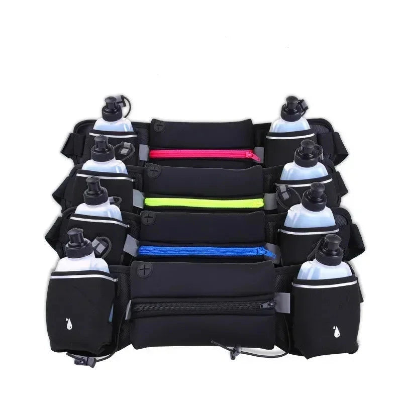 Men/Women Marathon Trail Running Waist Pack For Phone Water Bottle Sports Fanny Pack Fitness Dual Pocket Running Belt Waist Bag GlowCart