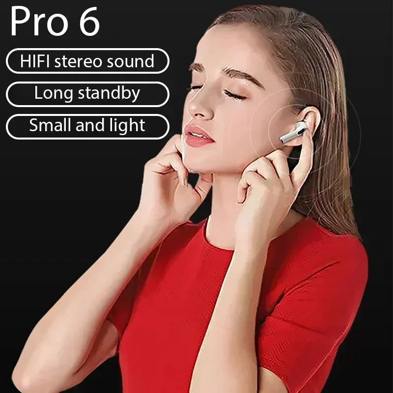 Pro 6 TWS Bluetooth Earphones Wireless Bluetooth Headset GlowCart