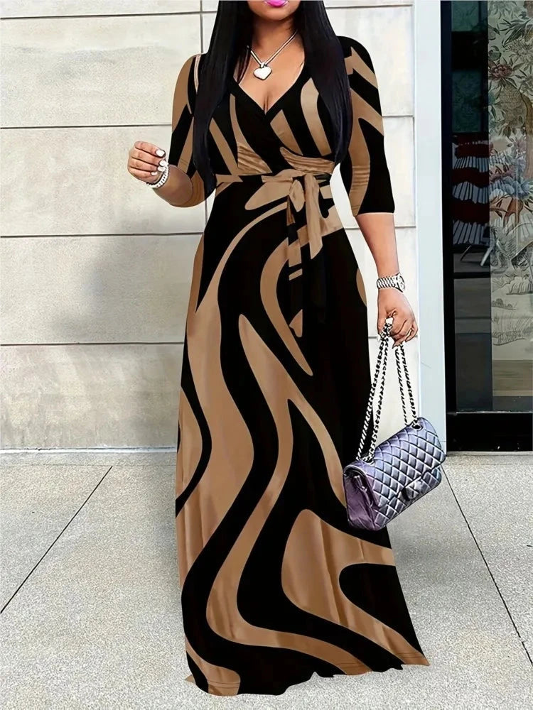 Women's Fashion Print Dress For Women Casual Sexy Deep V GlowCart