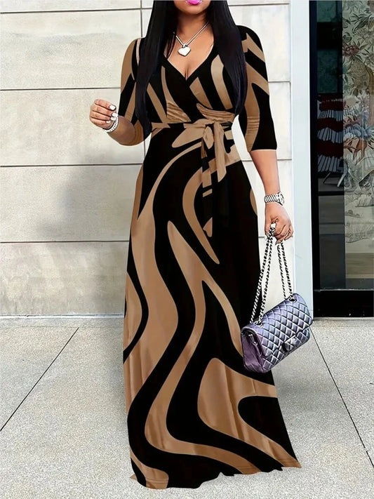 Women's Fashion Print Dress For Women Casual Sexy Deep V GlowCart