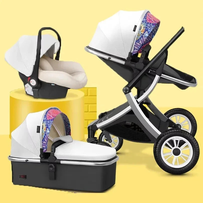 Baby stroller 3 in 1 High Landscape Stroller Reclining Baby Carriage with car seat Foldable Stroller Bassinet Puchair Newborn GlowCart