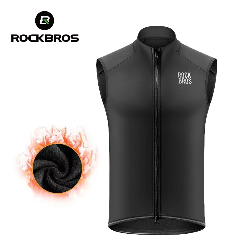 ROCKBROS Cycling Vest Windproof Winter Autumn Fleece Warm Bike Vest for Outdoor Sports MTB Road Thermal Bicycle Tops Waistcoat﻿ GlowCart