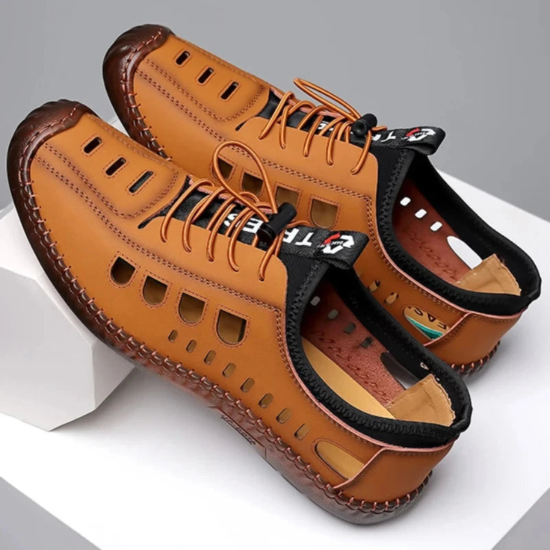 Men's Soft Leather 2024 Summer Men Leather Sandals GlowCart