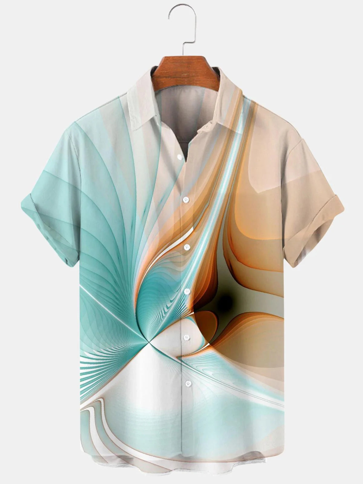 New Hawaii Spring/Summer Fashion Leisure Street Walk Tourist Beach Printed Full Open Short Sleeve Button Shirt, XS-5XL GlowCart