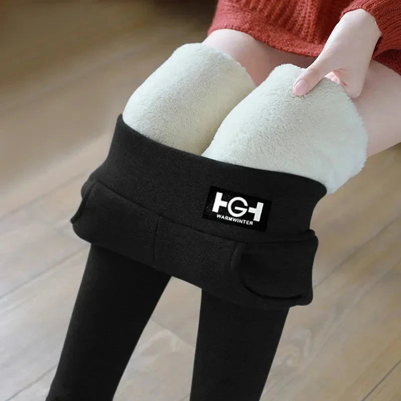 Women Winter Leggings Solid Warm Leggings Thicken Lamb GlowCart