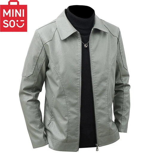 Spring and Autumn Soft Leather Jacket Men's Top Handsome GlowCart