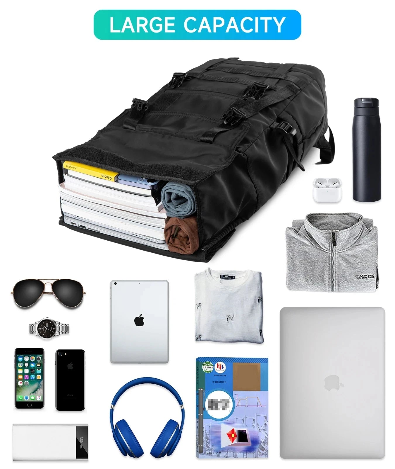 MOYYI 3 in 1Expandable Laptop Backpack Men Women Large Roll GlowCart