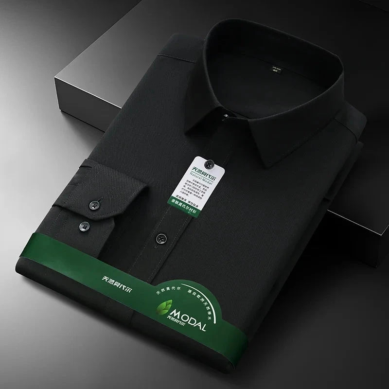 New Quality Anti-Wrinkle Men Shirt Long Sleeves Dress Shirts GlowCart