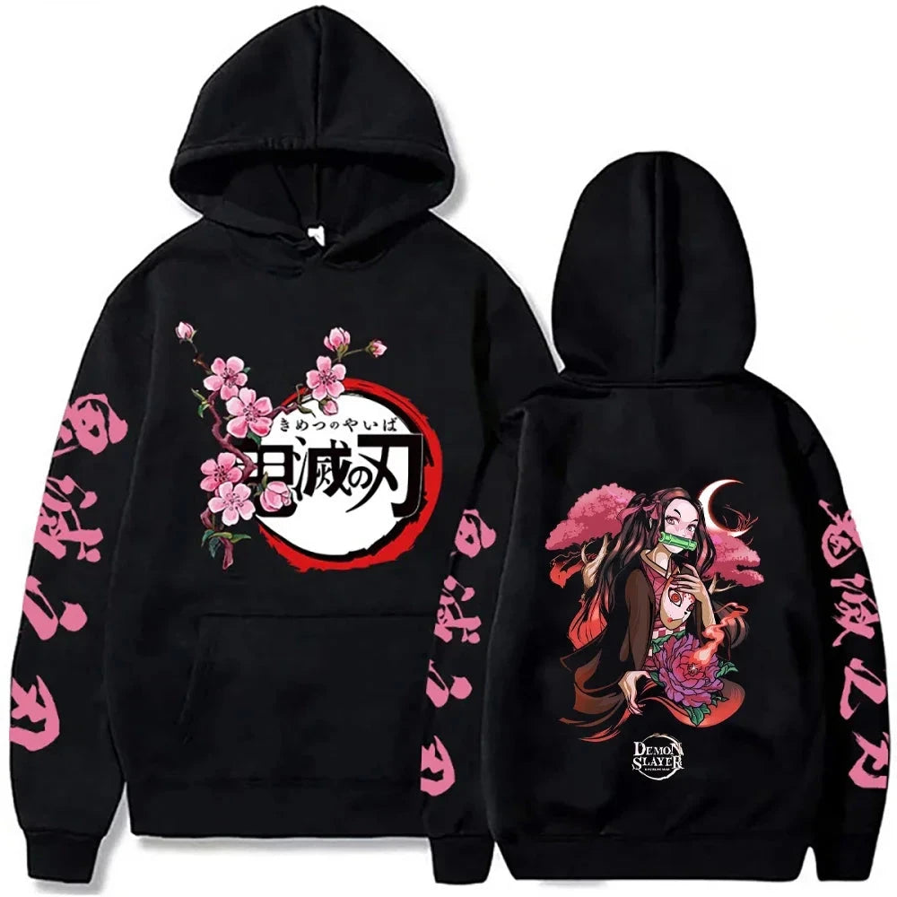 Harajuku Demon Slayer Plus Size Hoodie Kamado Nezuko Graphic GlowCart