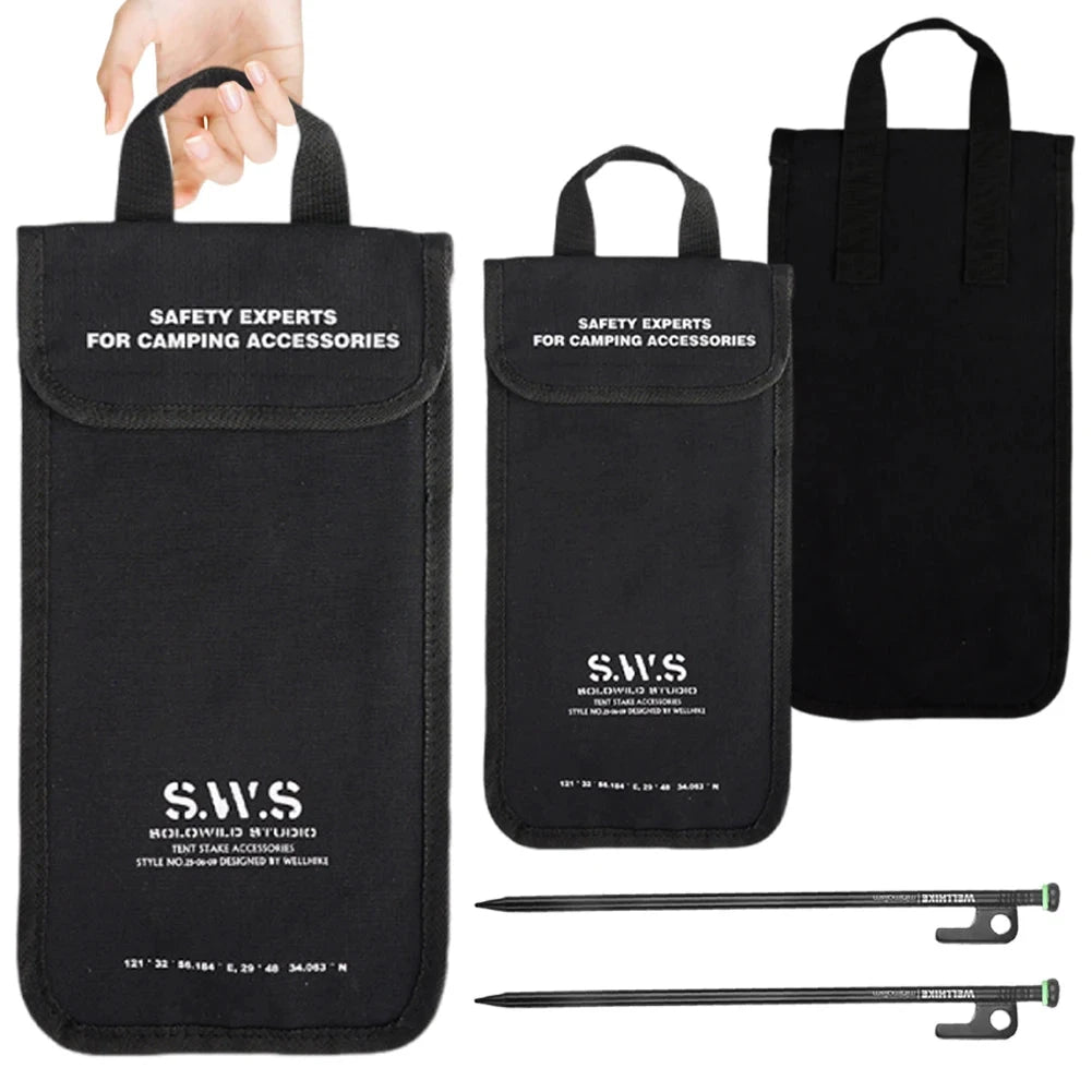 4/8 Pack Forged Steel Tent Pegs with Storage Bag Heavy Duty GlowCart